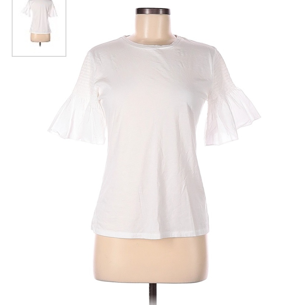 White ruffle sleeve blouse t shirt